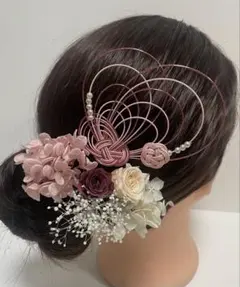 846.水引髪飾り　成人式髪飾り　卒業式髪飾り　プリザーブドフラワー