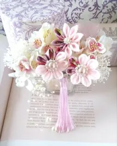 つまみ細工と桜の髪飾り♡うすピンク　成人式髪飾り　卒業式髪飾り　和装髪飾り
