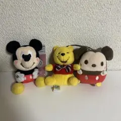 ディズニーストラップ付きぬいぐるみセットプーさんミッキーマウス