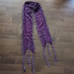 紫色 フリンジ付きレースストール