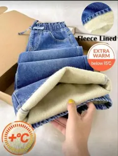 新品 SHEIN 裏起毛 デニム ジーンズ ジーパン 女の子 ワイドパンツ