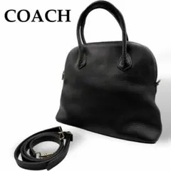 美品 COACH ハンドバッグ 2way チャーム付 シボ革 レザー BLACK