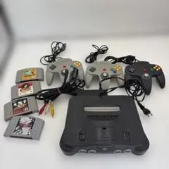 NINTENDO 64 本体とコントローラー3個、ゲーム4本付き