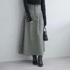 NICE CLAUP ナイスクラップ ラメ ツイード チェック ZIP スカート