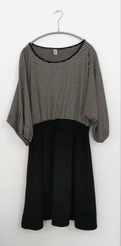 【美品】VIS　ドルマンスリーブ　ボーダー切り替えワンピースのサムネイル