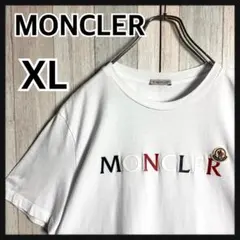 3770【QR鑑定済・美品・XL】モンクレール トリコロールラバーロゴ Tシャツ