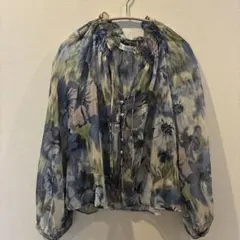 ZARA 花柄 シアーブラウス 長袖のサムネイル