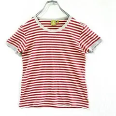 【AIGLE】ボーダー 半袖Tシャツ レッド ホワイト 日本製 Mのサムネイル