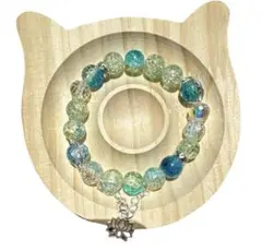 ガラスビーズブレスレット　青緑