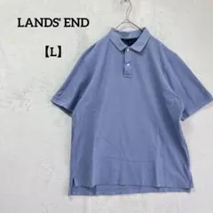 LANDS' END 【L】ポロシャツ 水色 アメリカ製 綿100 コットンのサムネイル
