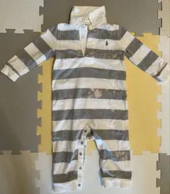 ラルフ・ローレン RALPHLAUREN白グレー ストライプ　ロンパース