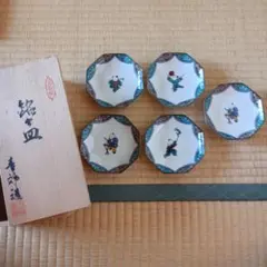 瀬戸焼 加藤作助 粉引向付 6客 9cm 大正～昭和初期 【やや状態難