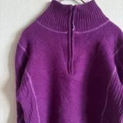 希少カラー✨️【M】ハーフジップセーター パープル プルオーバー フリース 古着