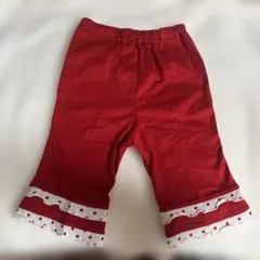 【新品】ELLE 赤 ドット柄 フリル付きパンツ