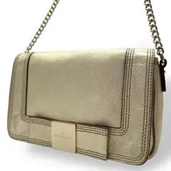 ケイトスペード ショルダーバッグ 斜め掛け レザー 金 ゴールド チェーン ロゴ