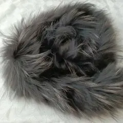 ✧リアルファー✧ダークグレー ロング　ボタンループ付き