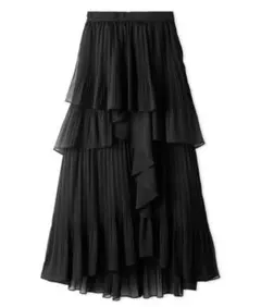 【新品未使用】snidel ストレートプリーツティアードスカート ブラック