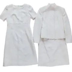 ETAGE アイボリー セレモニースーツ 3点 光沢 織り ワンピース 入園学