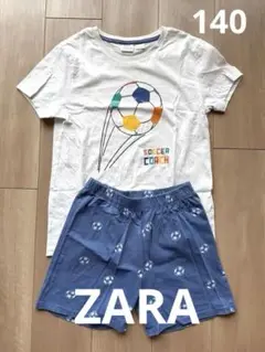 ZARA 夏 パジャマ ルームウェア 半袖セット サッカーボール 140