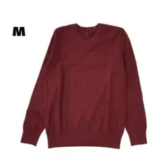 ノーブランド Vネックニットセーター ワインレッド M 古着
