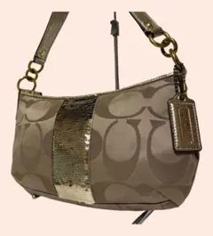 COACHシグネチャー　ゴールド⭐︎スパンコール　ワンハンドル　ショルダーバッグ