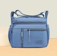 【超軽量】ショルダーバッグ　多機能　大容量　男女兼用　旅行　便利　ブルー