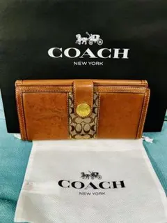 COACH 長財布 シグネチャー レザー ブラウン