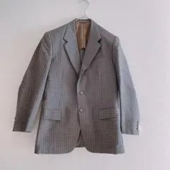 テーラード ジャケットLANVIN生地 グレー系 チェック柄 M〜L相当