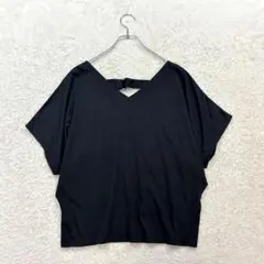 ロペマドモアゼル【38】黒 Vネックプルオーバー バックルベルト 綿混 伸縮ありのサムネイル