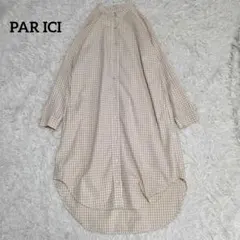【美品】パーリッシィ インド綿100% ギンガムチェック シャツワンピース Fのサムネイル