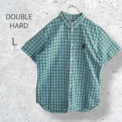 【DOUBLE HARD】　チェック　半袖シャツ　ボタンダウン　ワッペン　日本製のサムネイル