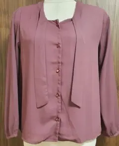 ハニーズ Glacierリボン付きワインレッド長袖シャツ サイズM