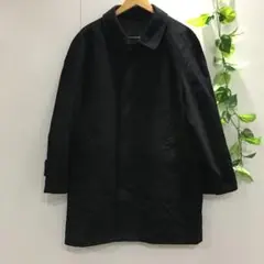 カシミア×ウール ステンカラーコート ブラック Lサイズ メンズ 比翼ボタン