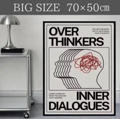 OVER THINKING アート ポスター 白黒 人気 おしゃれ モノトーン