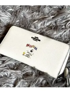 COACH × PEANUTS コラボ 長財布 スヌーピー ホワイト16122B