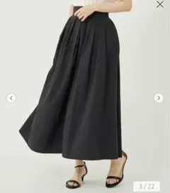 green label relaxing 撥水タックフレアスカート 黒