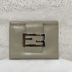 フェンディ FENDI レザー ズッカ柄 財布 二つ折り財布　グレージュ