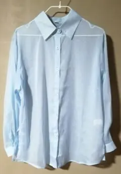 ライトブルーシースルーシャツブラウス S