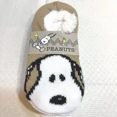 SNOOPY スヌーピー ニットルームシューズ ボア付② キャラクター ベージュ