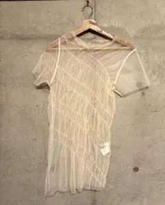 perverze Bias Shirring Tule Tee White