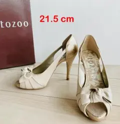 tozoo パンプス ハイヒール リボン 21.5㎝　オープントゥのサムネイル