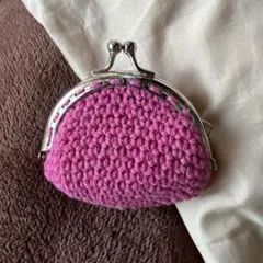 手編み　がま口財布　コインケース