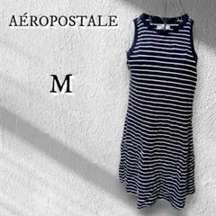 【美品】AÉROPOSTALE ボーダー ノースリーブ M紺