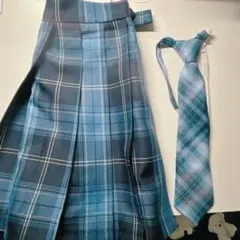 SHEIN 制服 青 スカート ネクタイ セット ブルー チェック