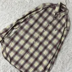 ［良品］RALPH LAUREN チェック柄長袖シャツ イエローベージュ M