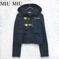 miumiu ダッフルコート　ショート丈　ミュウミュウ　黒 フード　こじはる Yahoo!オークション - ミュウミュウ こじはる着用 ダッフル