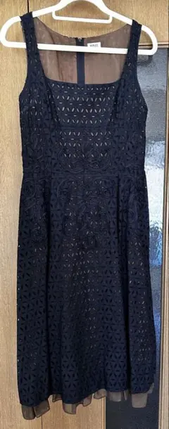 FOXEY ネイビー レーザーカット ワンピース 40