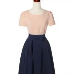 GIRL リボンベルト付Aラインワンピース