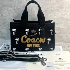 美品✨COACH カーゴトート 26 スヌーピー 黒 PEANUTS コラボ