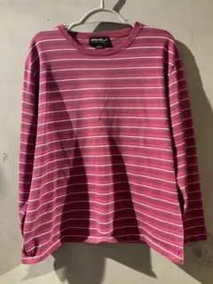 Eddie Bauer ストライプ柄長袖カットソー 紫系 L ロンT